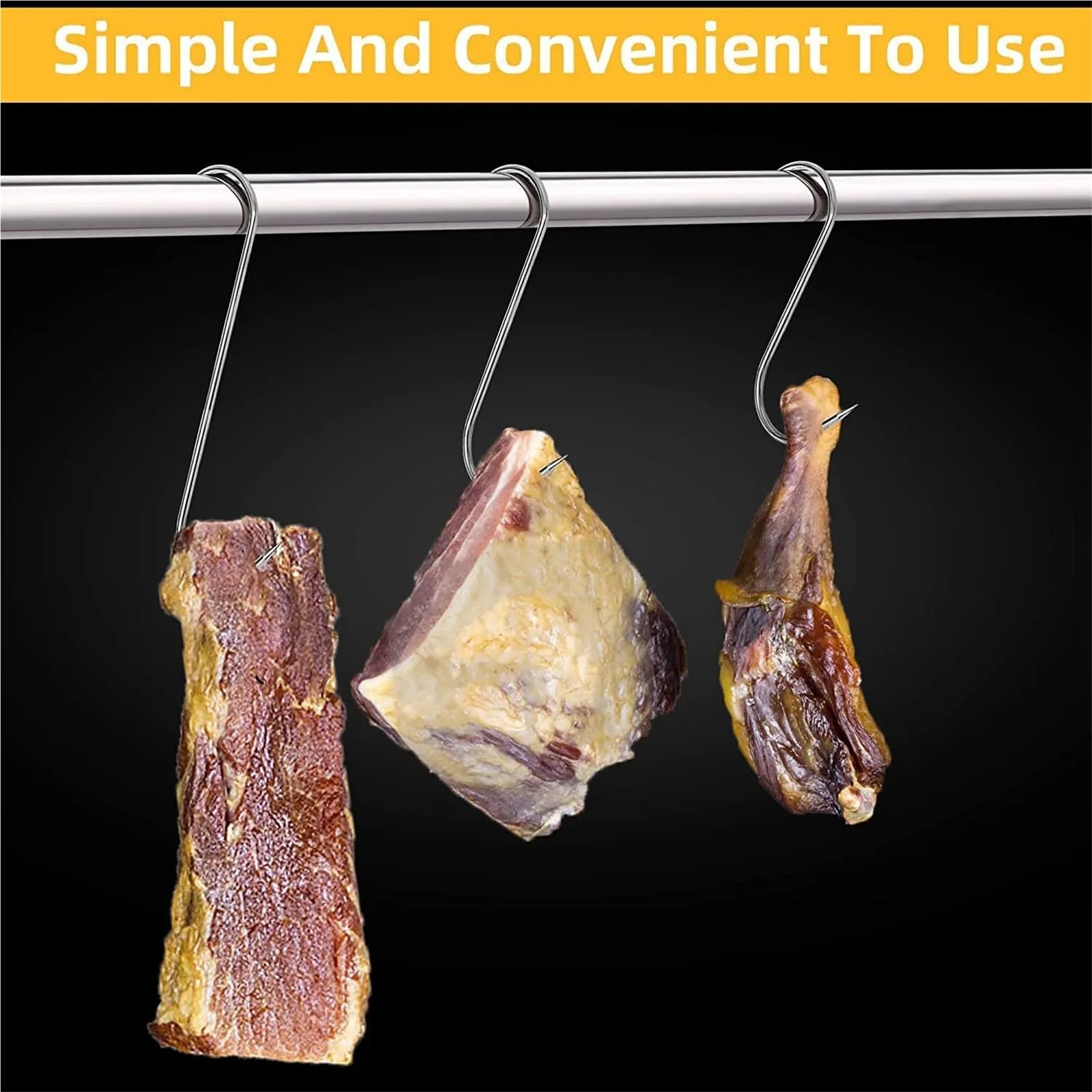 50 ganchos de acero inoxidable for colgar carne, for ahumadores, carniceros, barbacoas, cerdo, salchichas, tocino, jamones, pato, pavo, asado curado para Procesamiento de Carne(15cm)