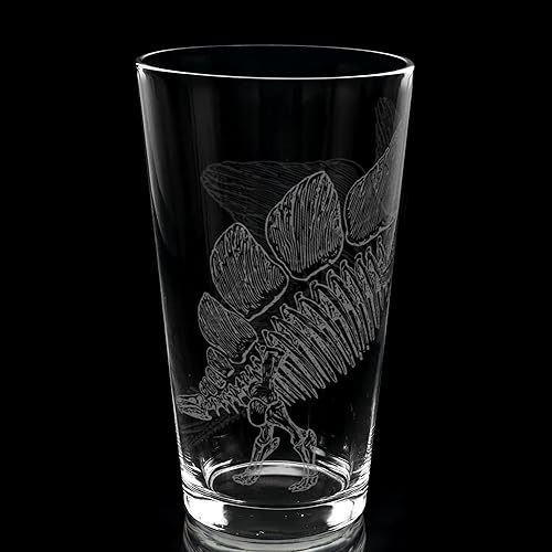 Vista 5 de STEGOSAURUS SKELETON Engraved Beer Pint Glass Dino Dinosaur Jurassic Paleontology Great Gift Idea!