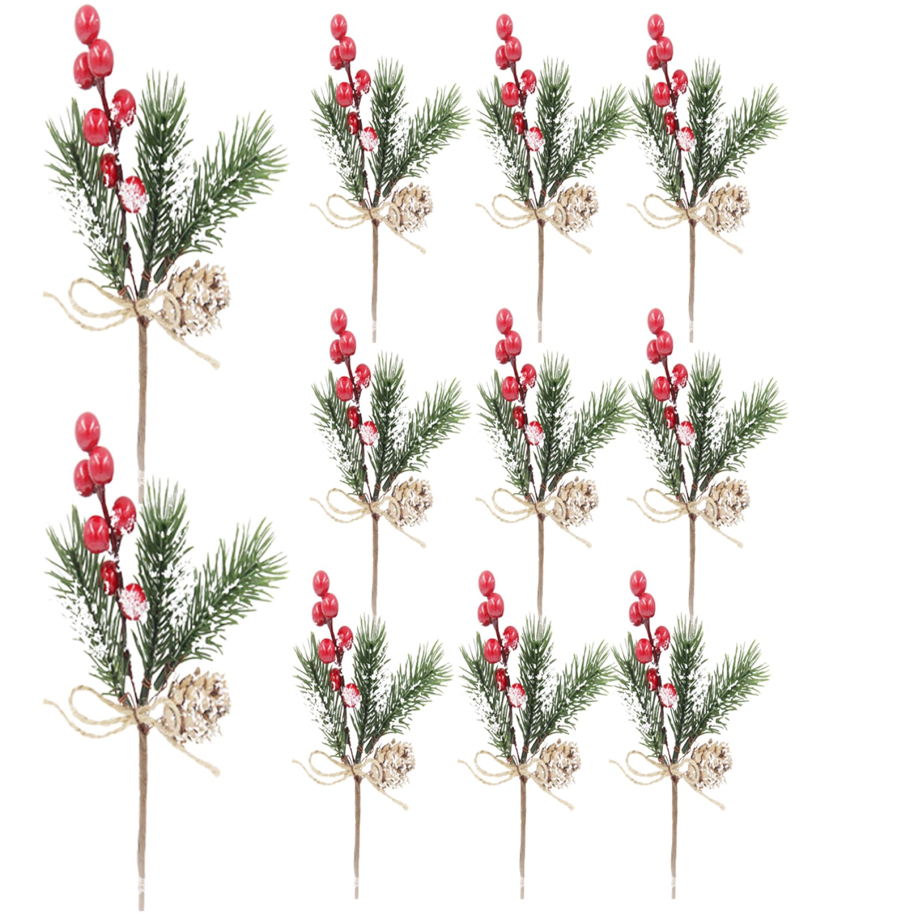 Pics de Noël en Houx artificiels, branches pin et pommes de pin pour composition florale hivers