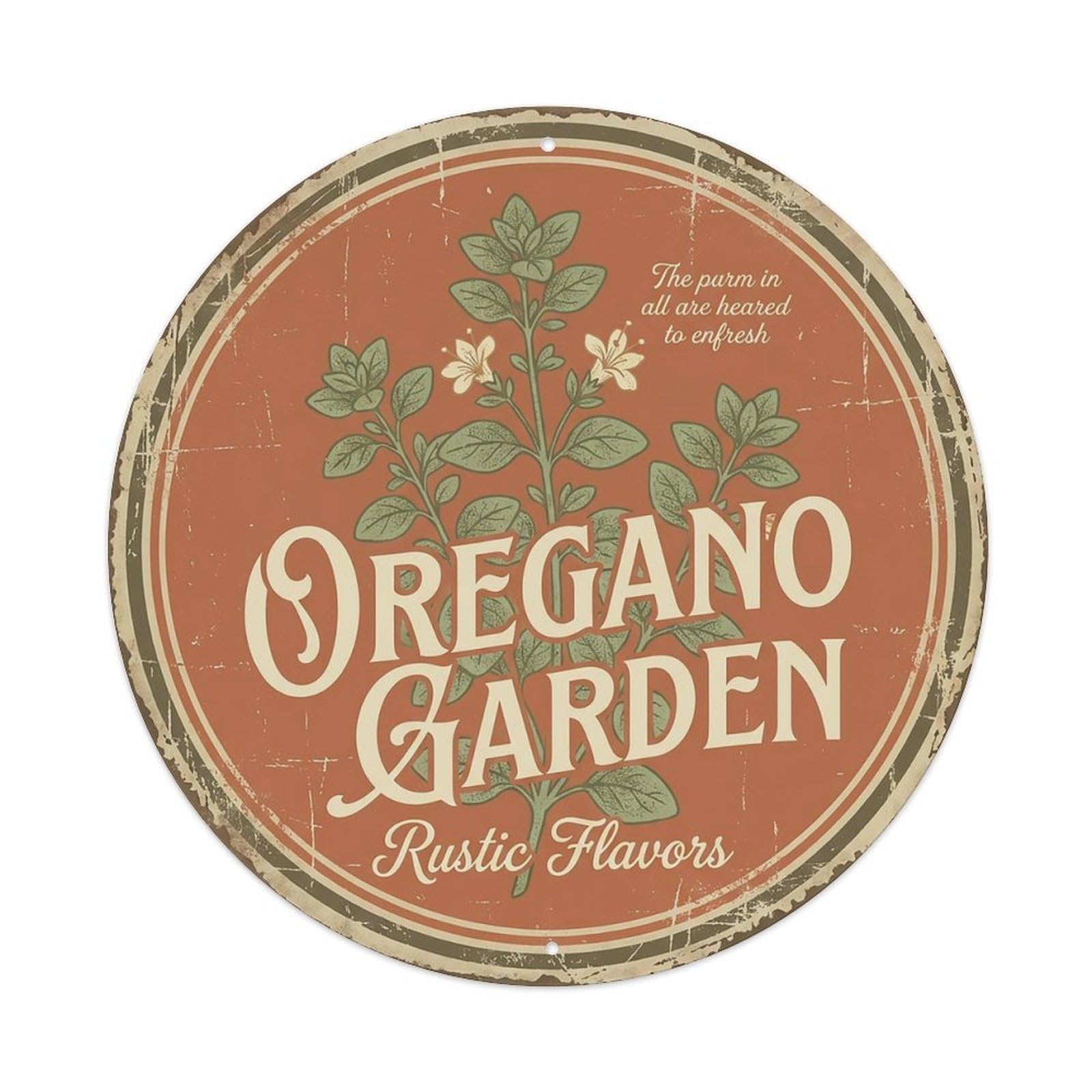 Cxhjca 8X8inch(20X20cm) Vintage Cottagecore Garden Oregano Mediterranean Rustic Metal Tin Sign