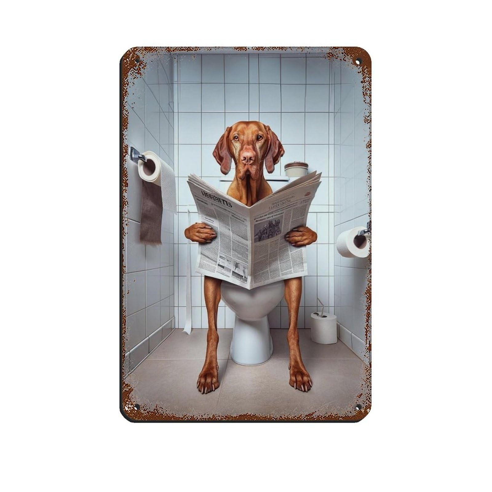 Lxwnze 20L X 30W Cm Vizsla, Funny Bathroom Decor Retro Poster Metal Tin Sign Chic Art Retro Iron Painting Bar People Cave Cafe Family Garage Poster Wall Decoration 8X12inch(20X30cm)