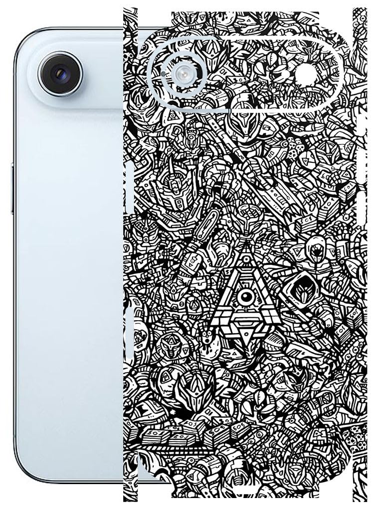atodds - full body back screen guard protector film - lamination wrap skin sticker for iphone air | scratchproof matte finish (design - monocrome bots)