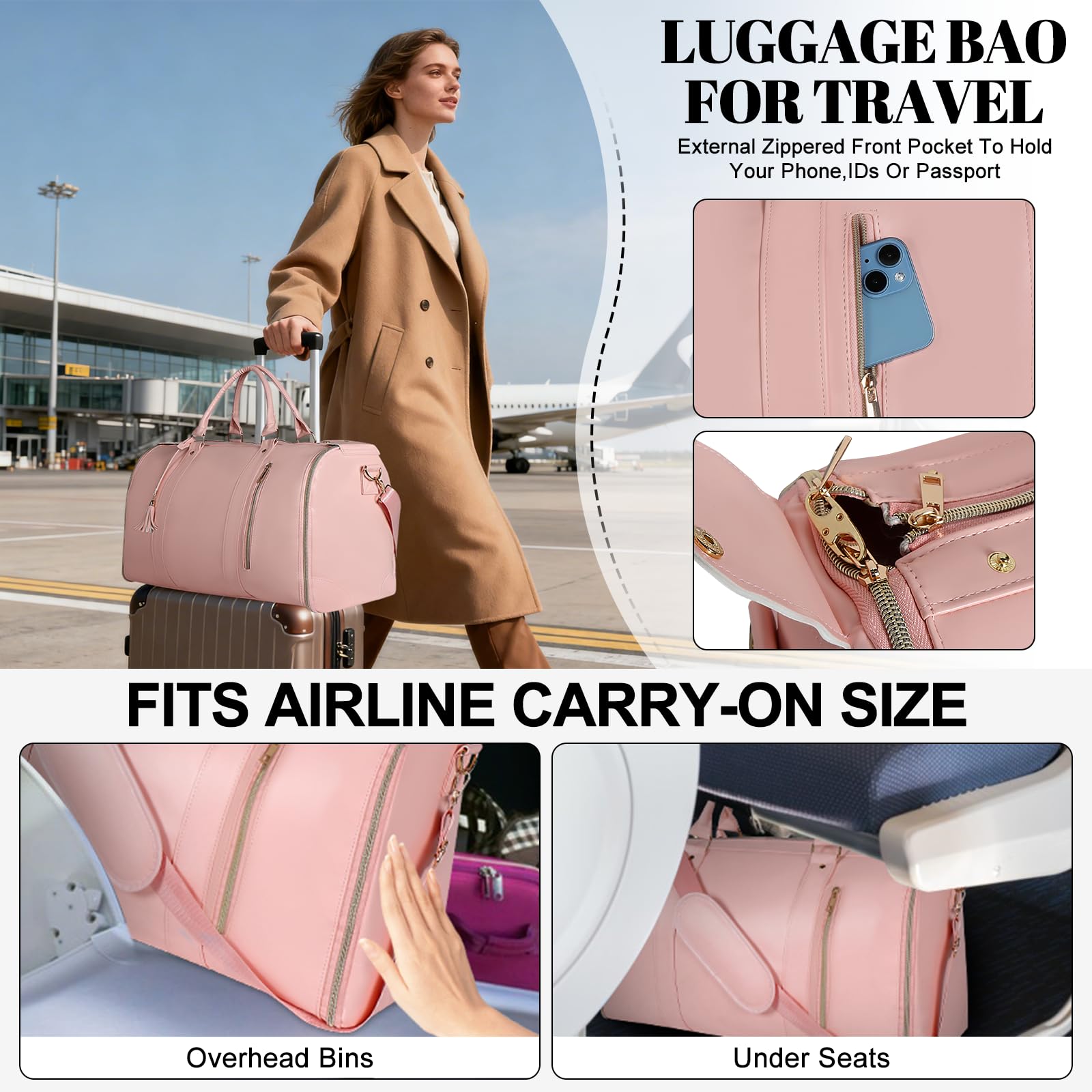 Geestock Sac à Vêtements pour Femme, Sac De Voyage Pliable, Sac de Costume Convertible avec Compartiment à Chaussures pour Voyages d'affaires, Mariages & Vacances (Noir)