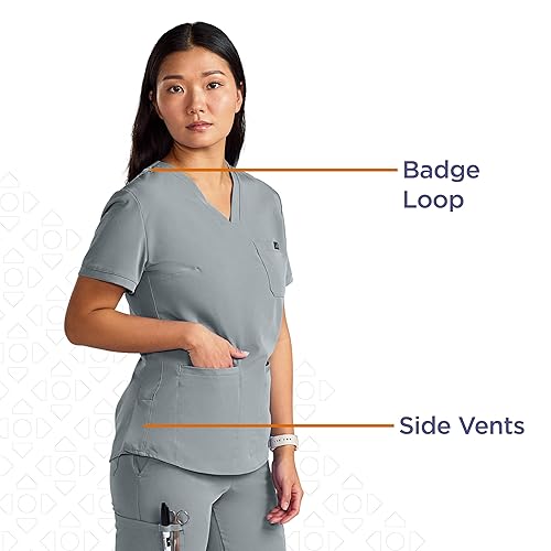 Miniatura 4 de ave. Lex - Camiseta médica para mujer, estilo túnica, tela elástica en 4 direcciones, cómoda, de fácil cuidado, resistente a las arrugas