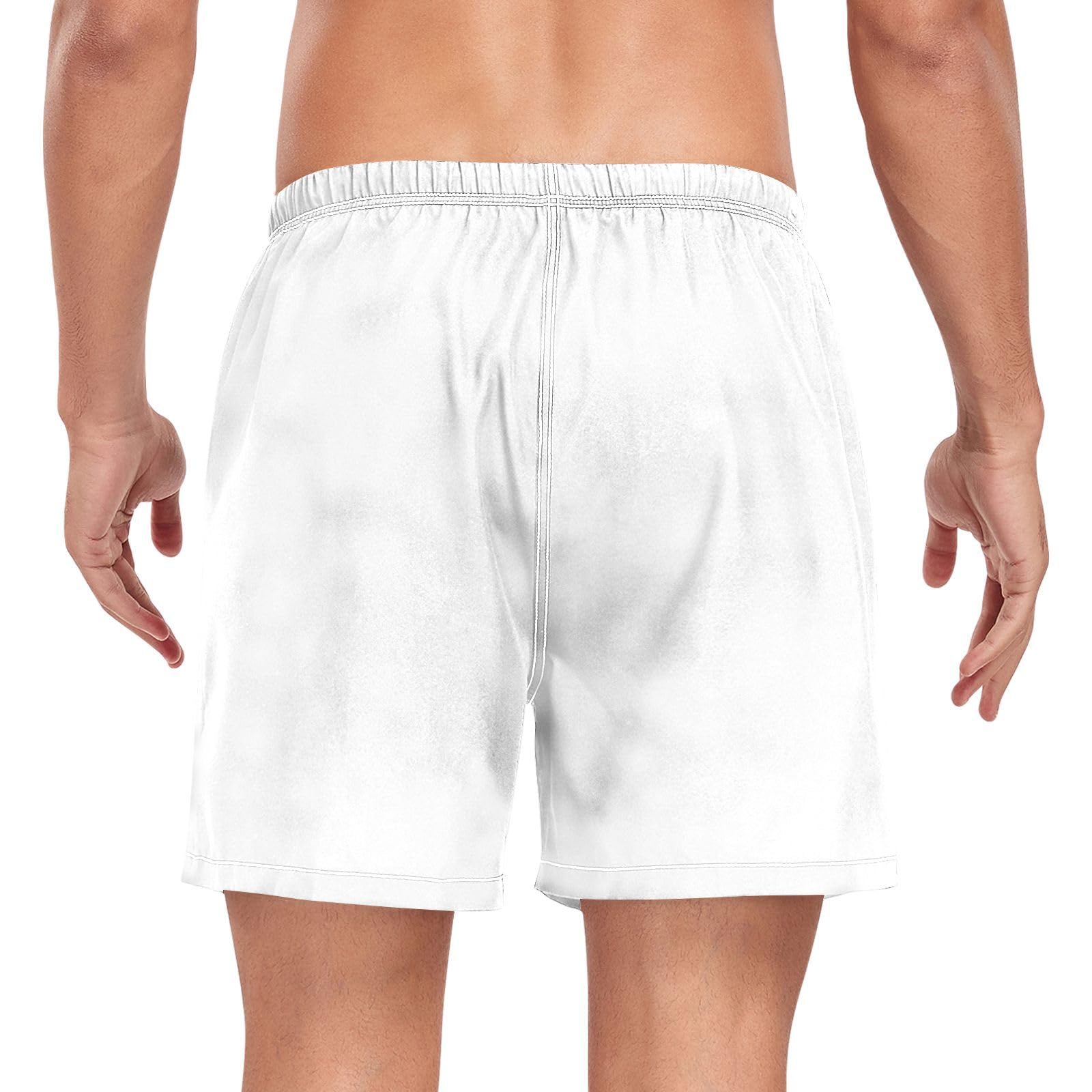 White Neutral Solid Color Pure PlainMen Beach Shorts Men's 2 Layer Workout Shorts with Compression Liner Inseam Board Shorts Lightweight