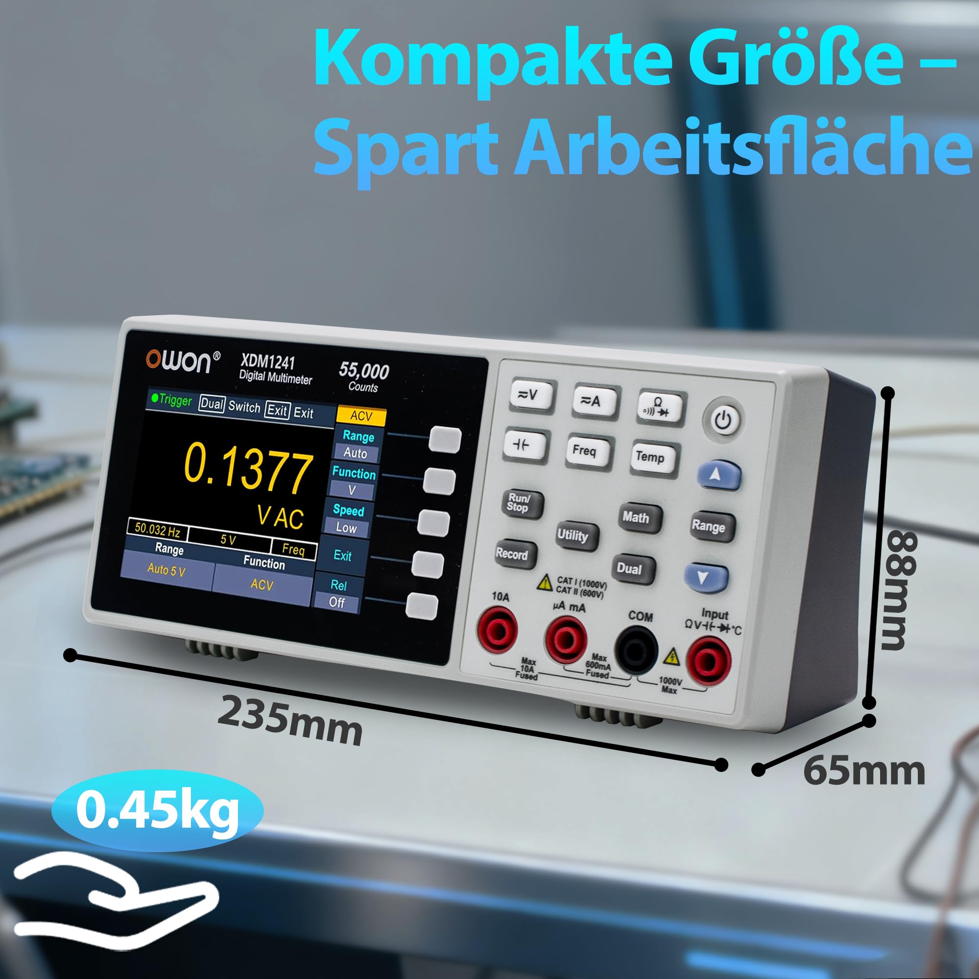 XDM1241 OWON Multimeter Tragbares Benchtop-Multimeter Leichtes ultraflaches | Echteffektivwert-Messung Bandbreite bis zu 20 Hz-1kHz