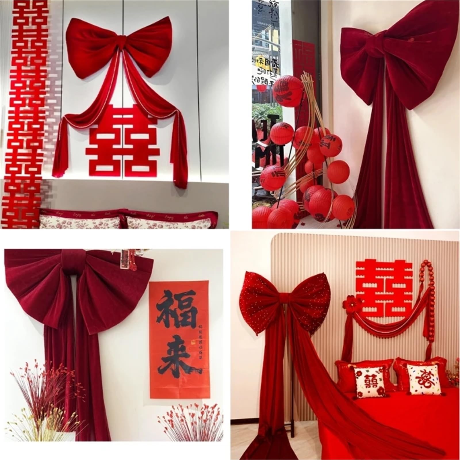 Riesenschleife,Geschenkschleife Groß Übergroße Rote Plüschschleifen, Dekoration for Hochzeiten Und Partys, Kulisse, Weihnachtsbaum, Wanddekoration, Ornamentband(B)