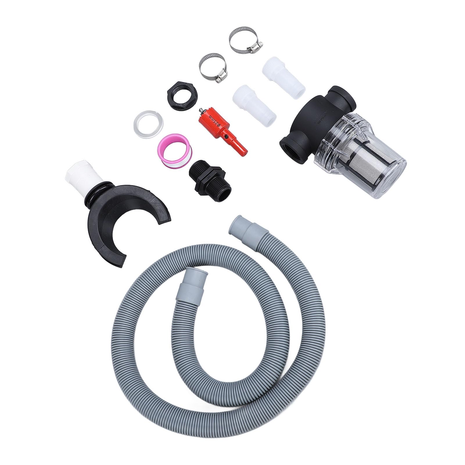 Ejoyous Kit Deviatore a Botte di Pioggia Kit Collettore di Acqua Piovana in Plastica con Filtro Tubo Interno Grande Raccolta dell'Acqua di Scarico Rotondo per Piante da Interno per Prato da