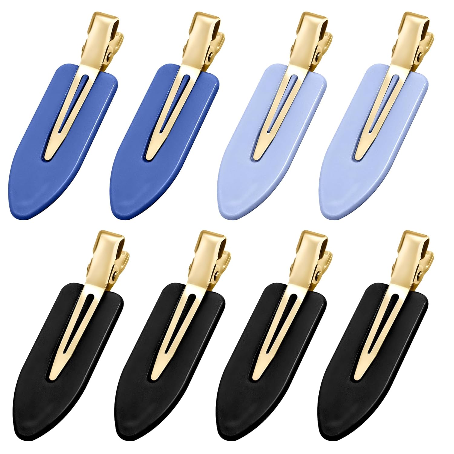 8 Pcs No bend Hair Clips No Crease Makeup Duckbill Clip No Dent Creaseless Flat Alligator Hair Barrettes for Salon Hairstyle Women Girls Accessories (Black Blue)