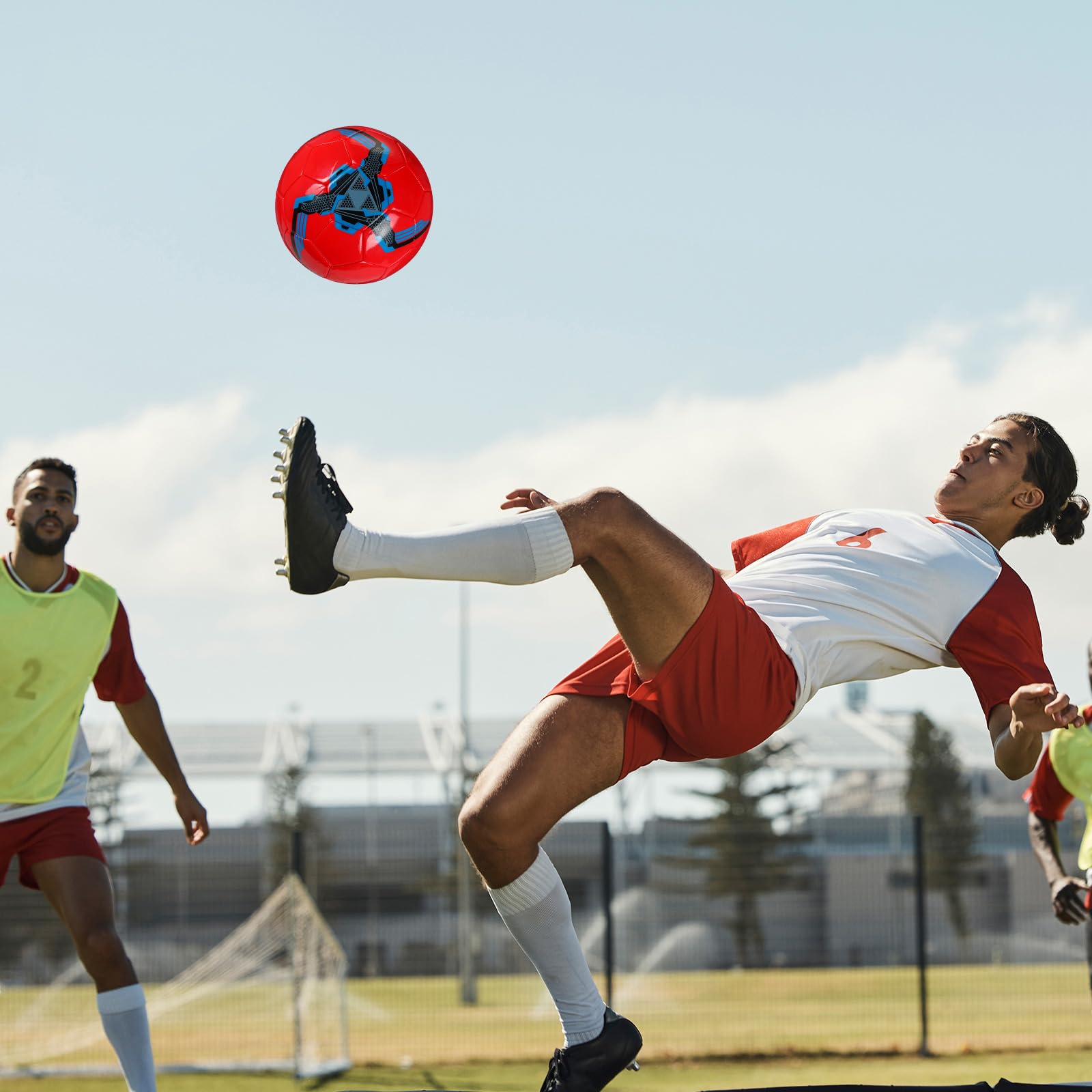 Deekin 6 balones de fútbol a granel con bomba tamaño 5/4/3 balón de fútbol para interiores y exteriores, práctica deportiva, competición, accesorios de entrenamiento deportivo para jóvenes y adultos