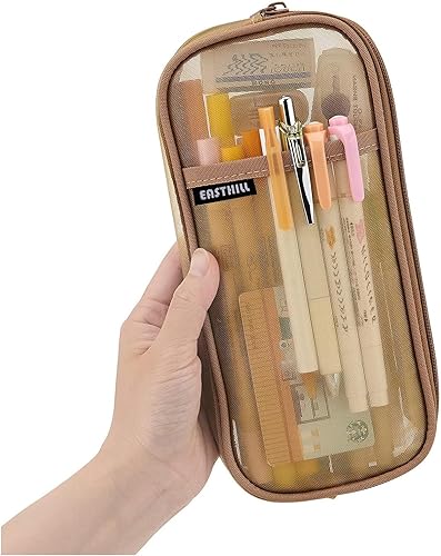 Miniatura 9 de EASTHILL Estuche de malla para lápices con cremallera, bolsa transparente de color para maquillaje, bolsa de cosméticos, bolsa de viaje multiusos,