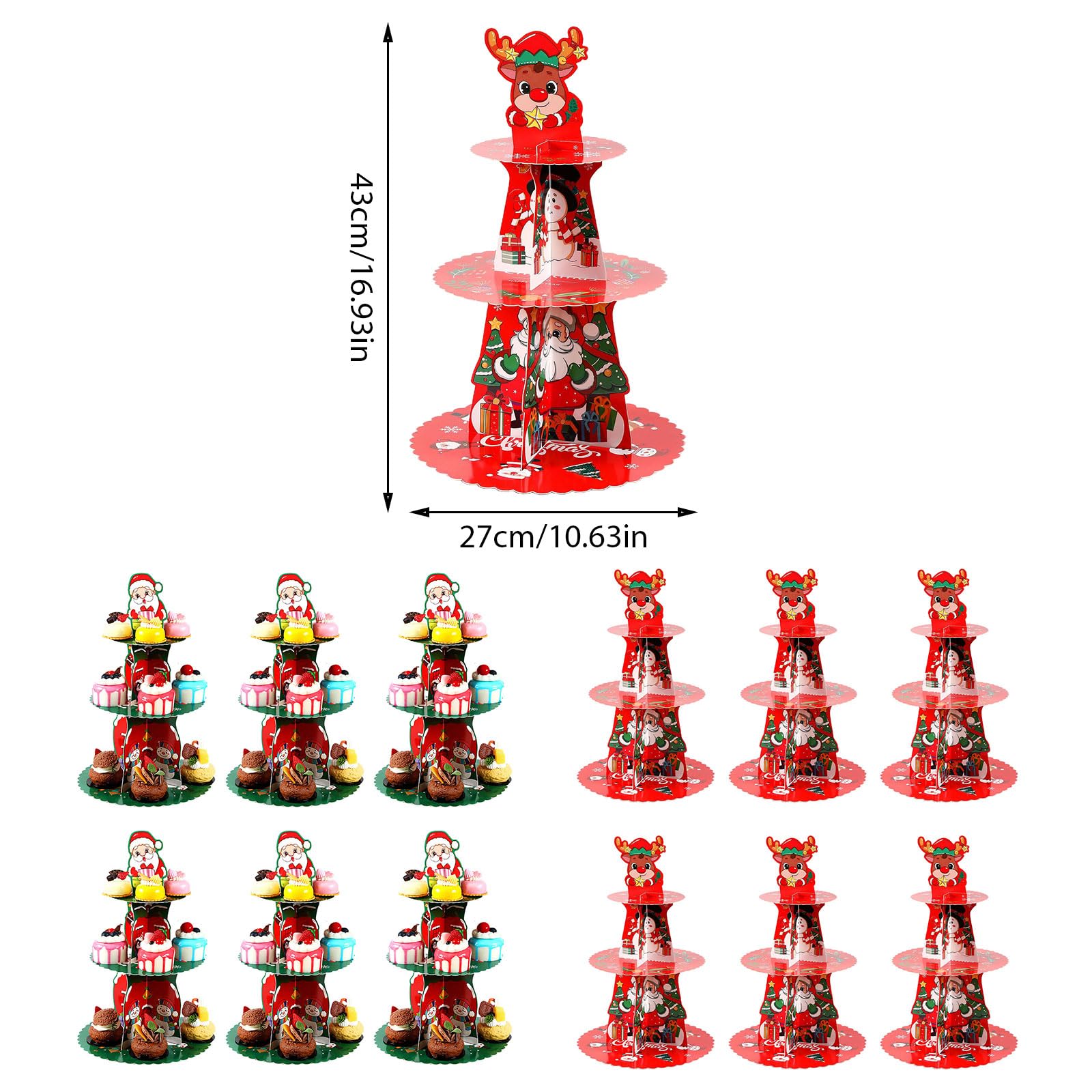 Set di 6 supporti per torte con espositore per dolci di Natale, elegante presentazione di cupcake e dolci, forniture per decorazione di feste e torte
