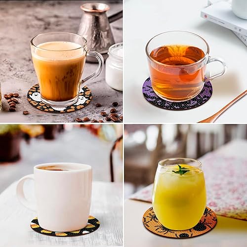 Miniatura 6 de 8 posavasos de Halloween con soporte, kit de arte de diamantes para principiantes, adultos y niños (Halloween-2)