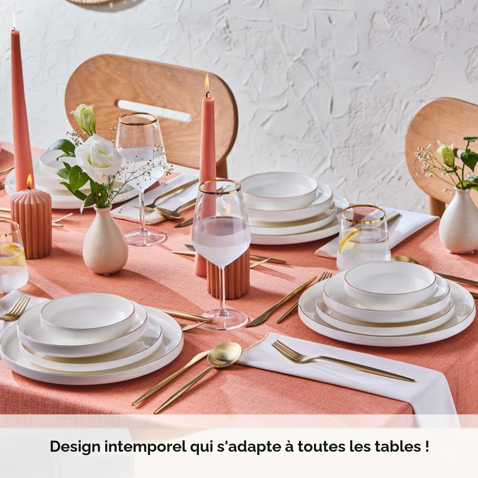 Karaca Streamline New Saturn Gold Service de Table 24 Pièces, 6 Personnes