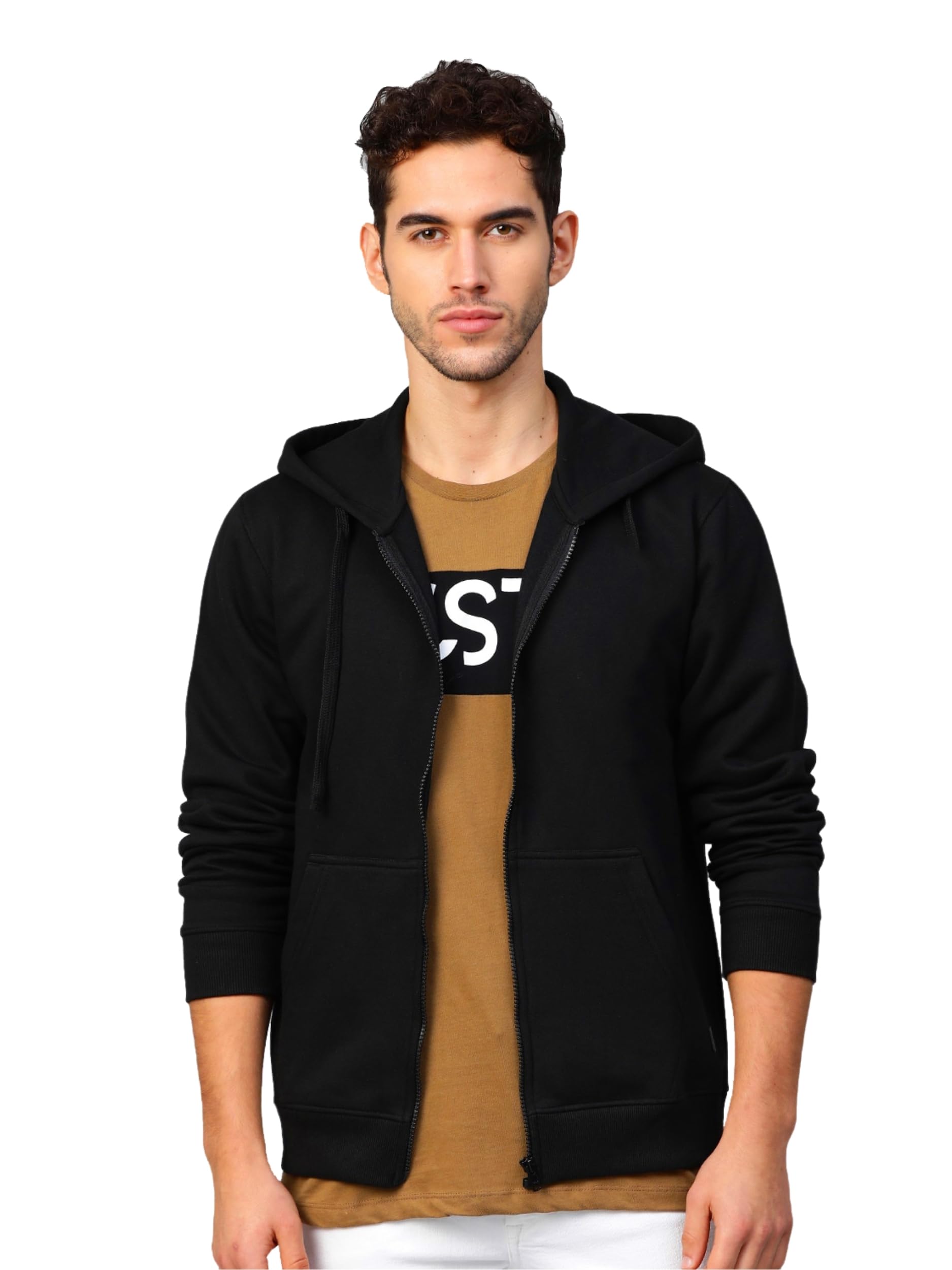Men's 100% Cotton Full Sleeve Hoodie | Regular Fit Sweatshirt with Lycra Rib, Hood & Drawcord | Stylish Winter Zipper Hoodie for Men Ideal for Casual, Outdoor & Everyday Wear-image-6