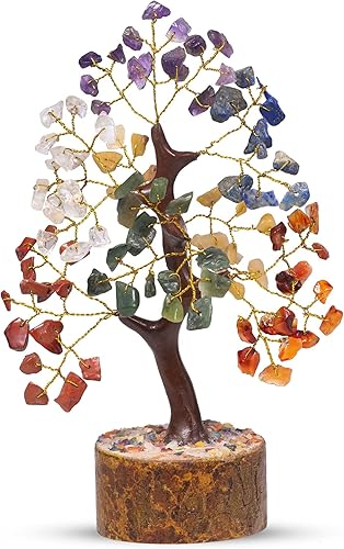 Árbol de la vida de chakras, cristales, piedras de chakras del árbol de la vida, decoración de chakras, regalos para mujeres, árbol de cristal para