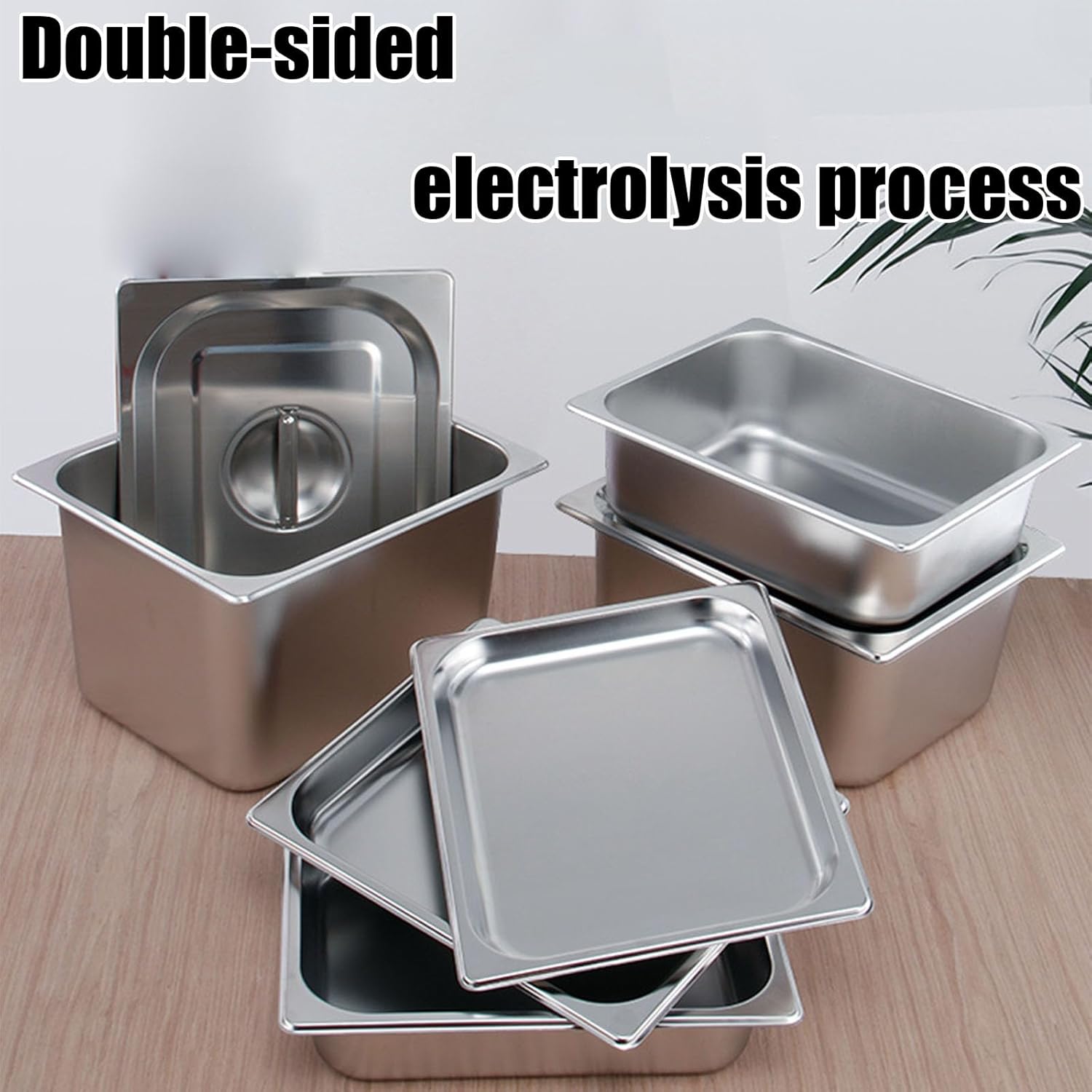 Full Size Deep Restaurant Steam Table Pans Container,Stainless Steel Hotel Buffet Pan,Commercial Cookwares Pan for Food,1/4（26.5 * 16.2cm）,10cm