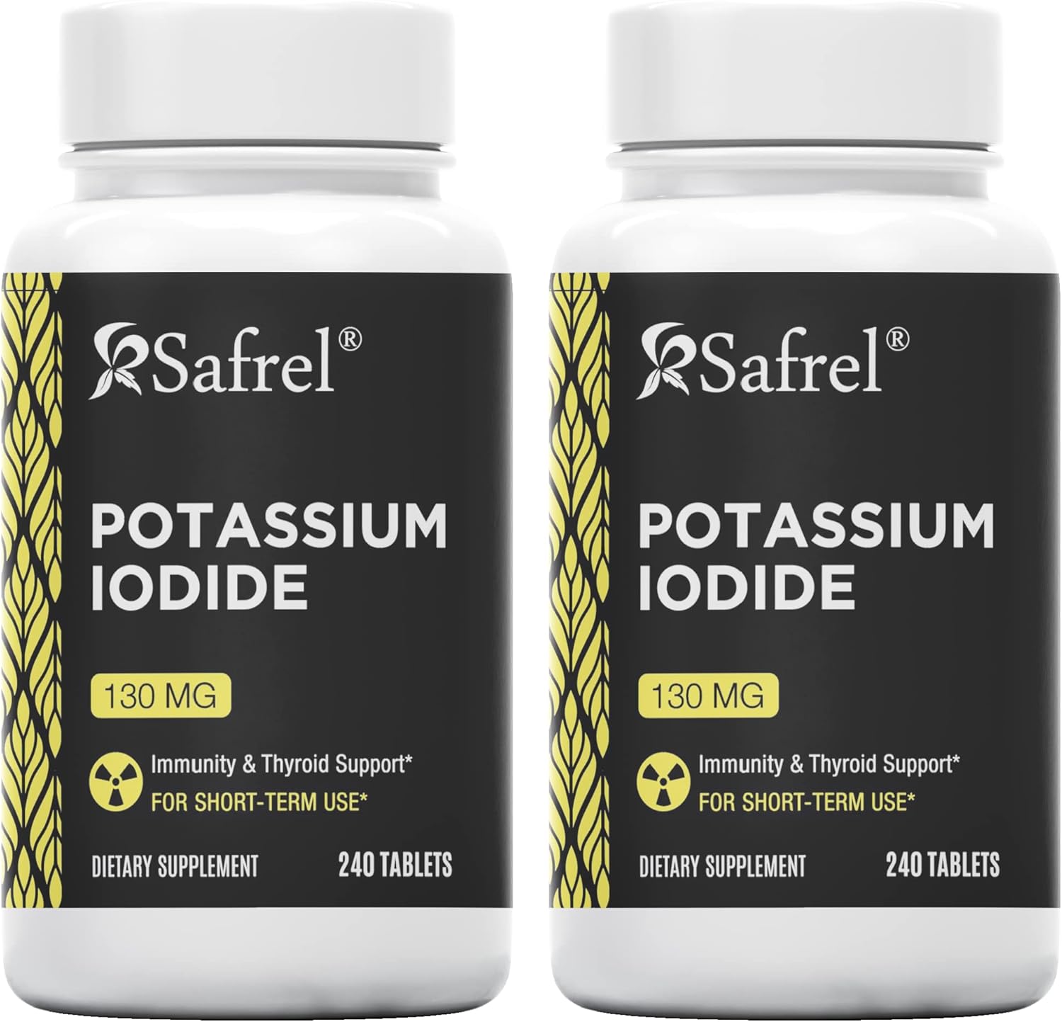Safrel Potassium Iodide 130 mg, 240 Tablets | Made in USA | Non-GMO Verified | Ki Pills Potassium Iodine Tablets - (240 Count (Pack of 2)