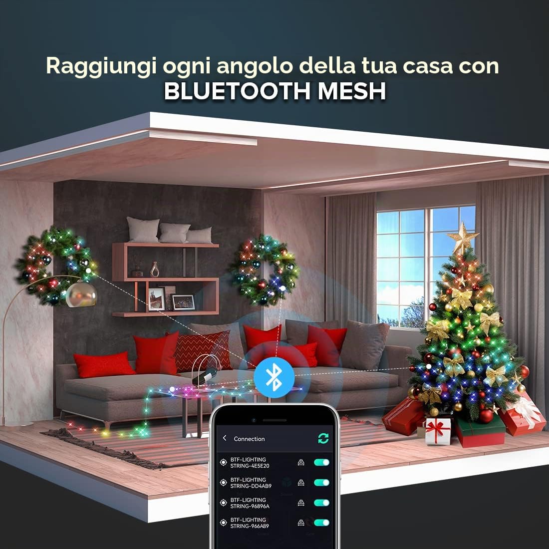 BTF-LIGHTING Smart Fairy String Light 2 Pack RGBIC WS2812B 10M USB Bluetooth Twinkle con timer e telecomando,sincronizzazione musicale Modi divertenti Colore Chasing Lights per Natale Matrimonio Festa
