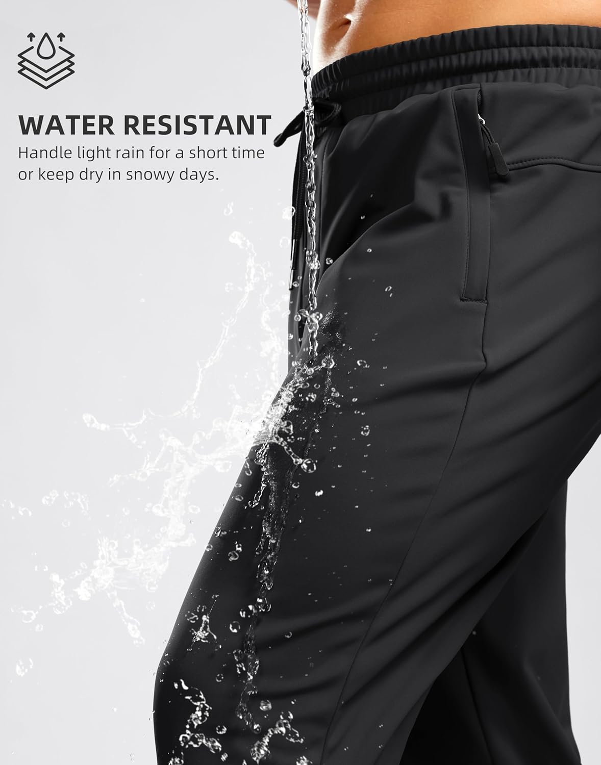 Pudolla Men's Fleece Joggers with 3 Zipper Pockets Warm Athletic Pants Winter Workout Gym Running Sweatpants for Men - Image 5