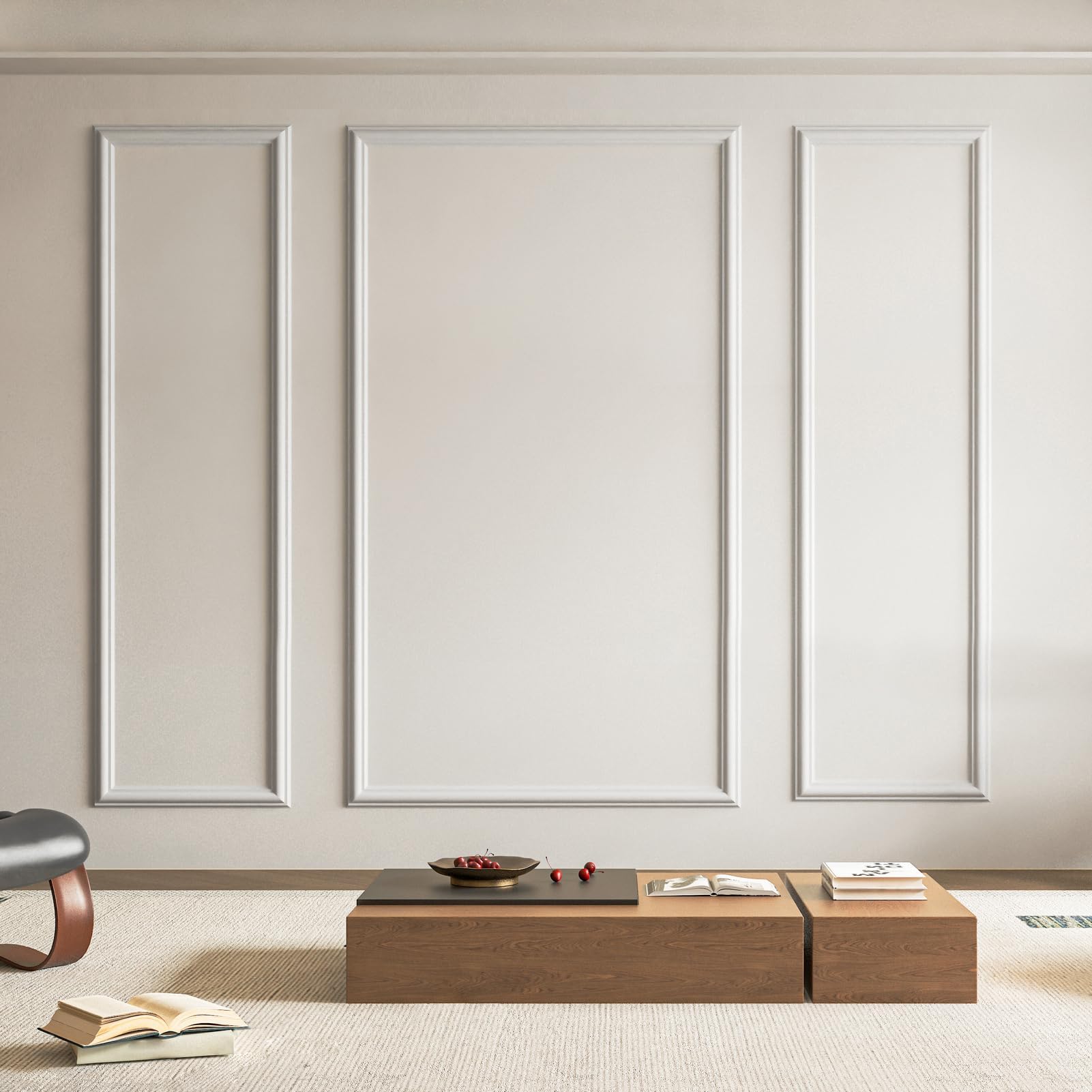 Art3d Pre-Cut Wall Molding Set of 3 pcs, Ready-to-Assemble Wainscoting Panels for Interior Wall Décor Living Room Bedroom Accent Wall - Installed with Glue, 3 Frames