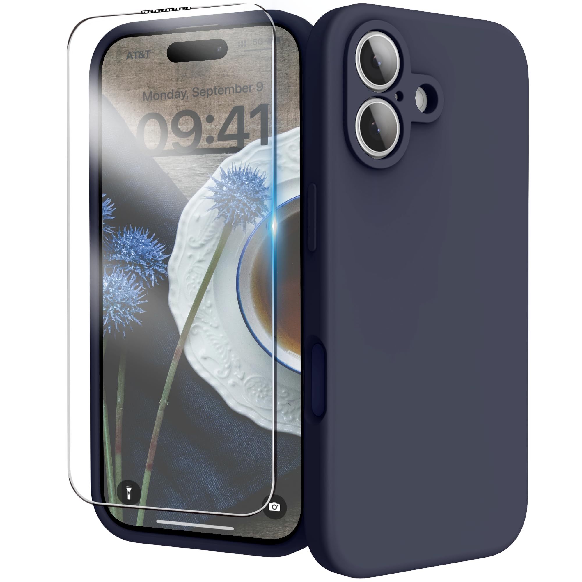 INGIDO für iPhone 17 Hülle 6,3 Zoll, Liquid Silikon Hülle Upgraded Kameraschutz Soft Mikrofaserfutter Handyhülle Schutz Case, Mitternachtsblau