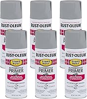 Rust-Oleum Stops Rust Automotive Primer Spray, 12 oz Flat Light Gray, 6 Pack - Rust Inhibiting Base for Cars & Trucks