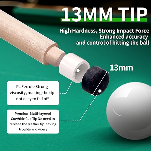 Miniatura 5 de Kmise Taco de Billar  Tacos de Billar de 58 pulgadas de 18 a 21 onzas de arce canadiense profesional, Tacos de Billar para adultos, Tacos de Billar