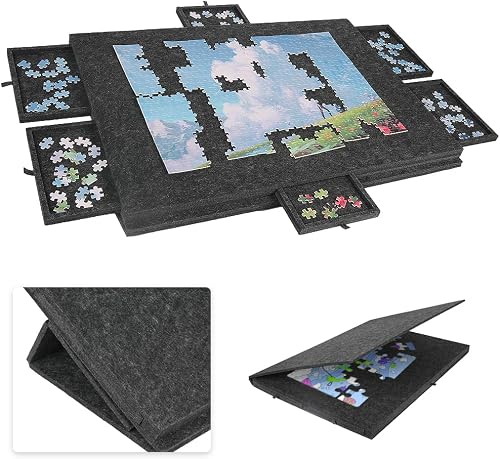 Tapis Puzzle 1000 Pièces avec 6 Tiroirs de Tri et Support…