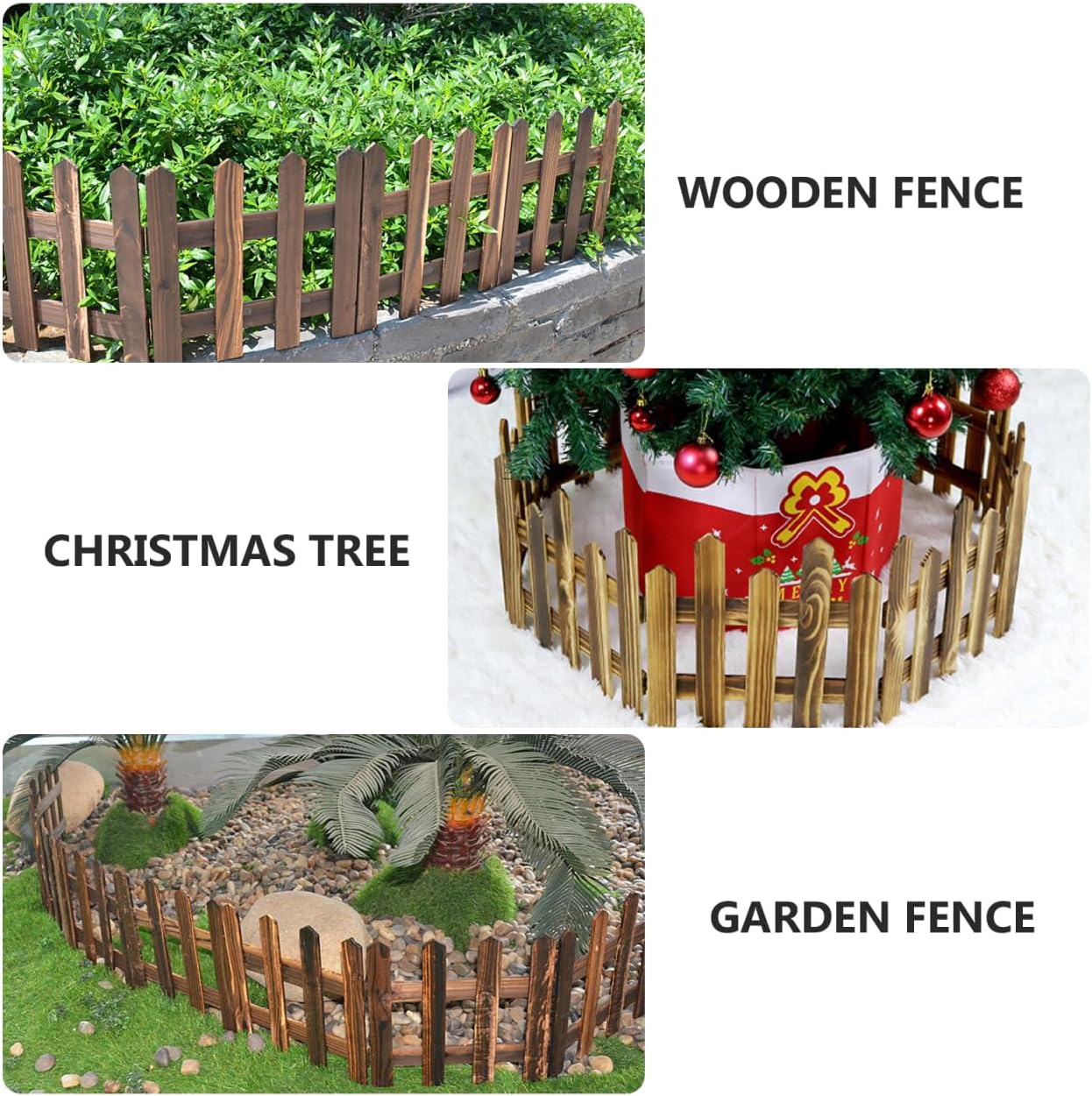 DOITOOL Wooden Picket Fence Garden Border, Decorative Garden Fence Animal Barrier Landscape Fencing Border for Dogs, Flower Bed, Yard and Patio Outdoor Decor (Total Length: 120cm, Height: 30cm)