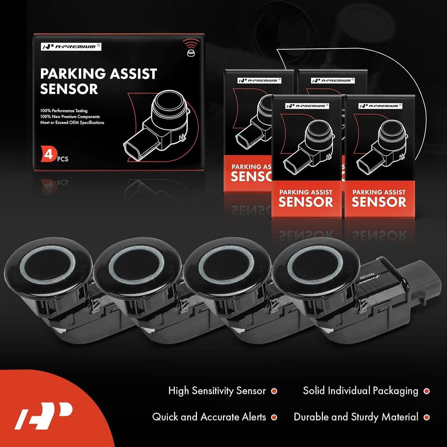 A-Premium 4-PC Reverse Backup Parking Assist Sensor Compatible with Lexus Models - LS430 2002 2003 2004 2005 2006, Replace# 8934150011, 89341500110E1