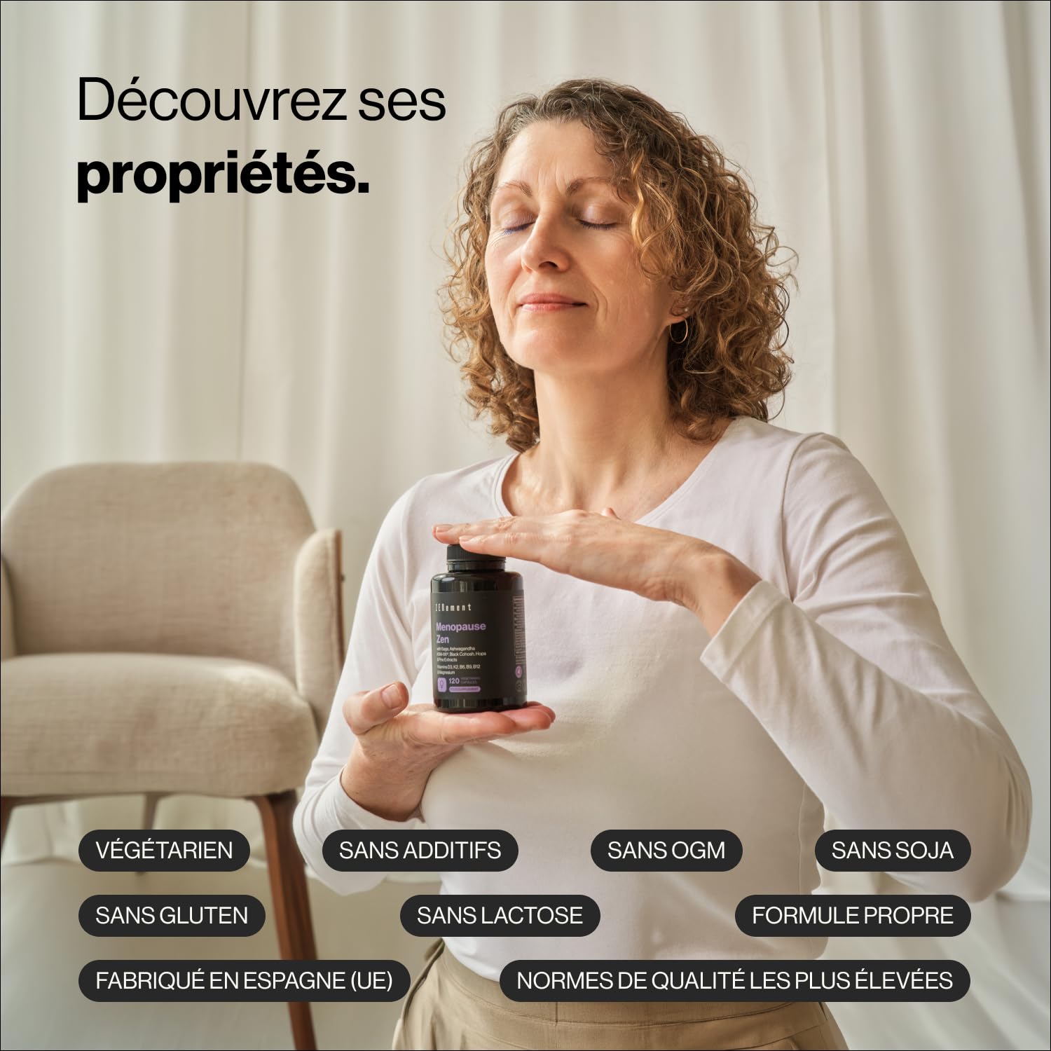 Formule Ménopause Jour & Nuit – 11 Ingrédients Actifs : Sauge, Ashwagandha KSM-66, Houblon, Pin, Actée à Grappes Noires, Vitamines D3 K2 B6 B9 B12 et Magnésium – 120 Gélules, Sans Soja – Menopause Zen