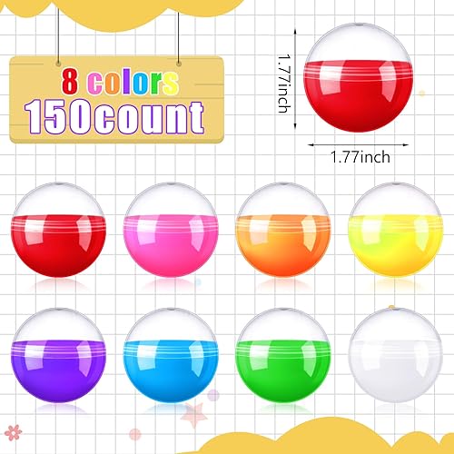 Miniatura 2 de Sosation 150 cápsulas de máquina expendedora de chicles vacías transparentes de colores al azar, recipientes de plástico para premios y recuerdos de