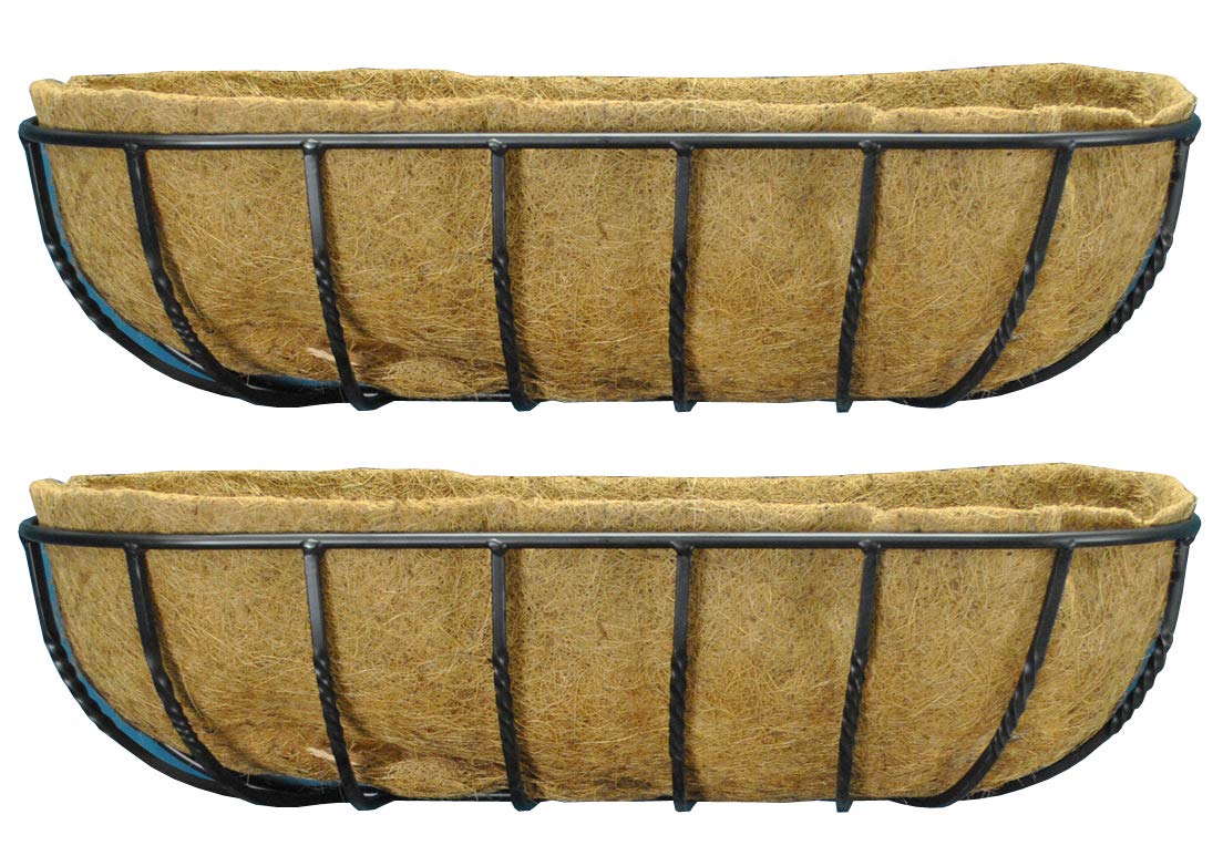 Selections Garden Black Metal Wall Basket Manger Trough Planters (75cm) - Pack of 2