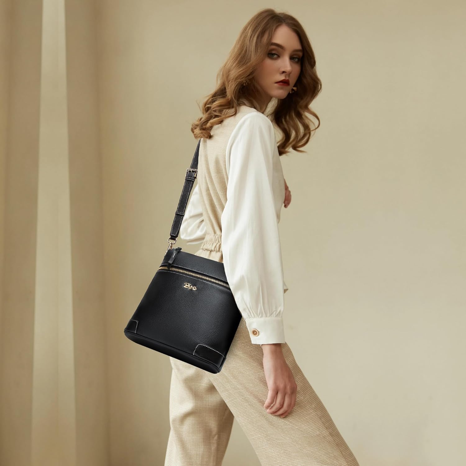 BOYATU Leather Crossbody Bag for Women: Designer Shoulder Purse for Travel - Trendy Genuine Leather Handbag for Everyday