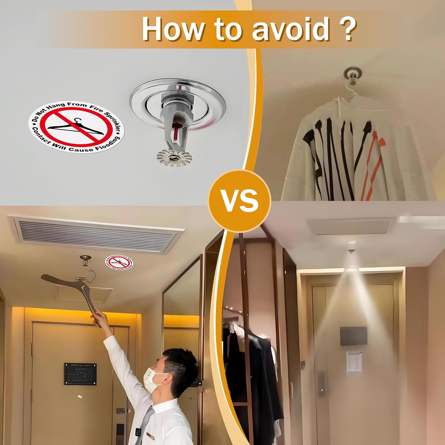 50 PCS Do Not Hang from Fire Sprinkler Sign,3 inch Super Adhesive Vinyl Stickers