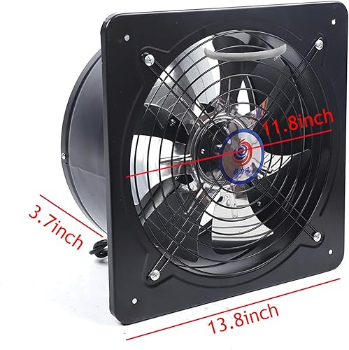 Miniatura 9 de Ventilador de escape industrial de 12 pulgadas, 110 V120 W, bajo ruido, 2600 rmin, ventilador de aire comercial de metal de alta velocidad para