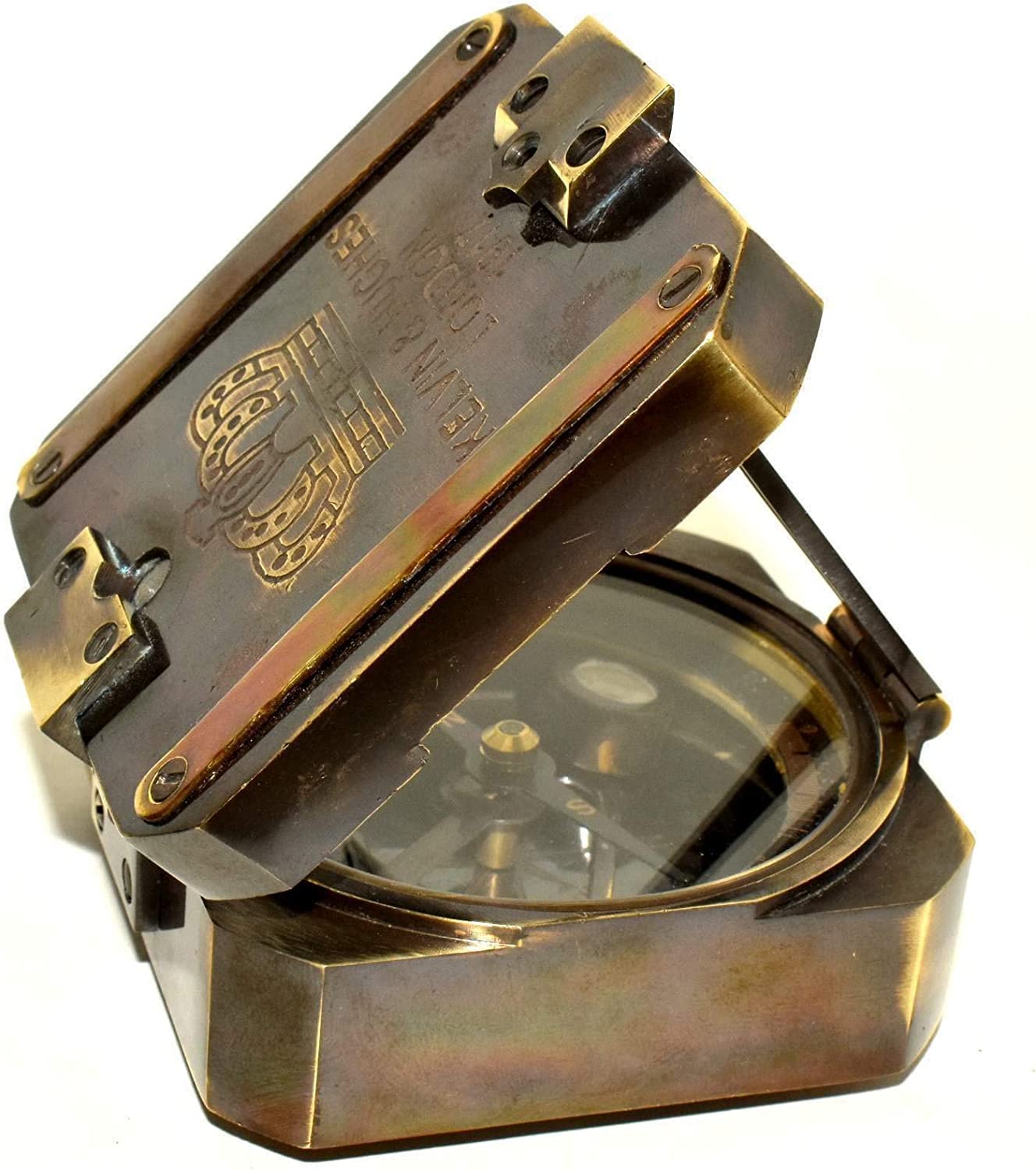 Boussole Burnton antique en laiton massif lourd Brunton Boussole vintage en laiton Boussole Bruton Boussole nautique 7,6 cm Boussole en bronze Boussole professionnelle d'extérieur Boussole de