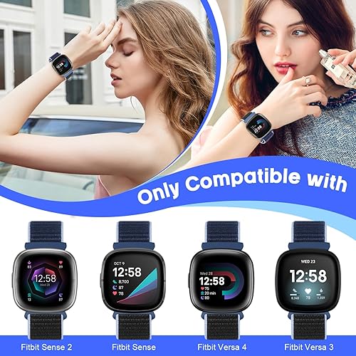 Miniatura 3 de Correa deportiva compatible con Fitbit Versa 4, Fitbit Sense 2, Fitbit Versa 3, Fitbit Sense, para mujeres y hombres, correa de repuesto de nailon