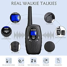 Retevis RT628 Walkie Talkies for Kids,Walky Talky,Key Lock,VOX Crystal Voice,Easy to Use, Christmas Gifts for Boys Girls Kids(Black,2 Pack)