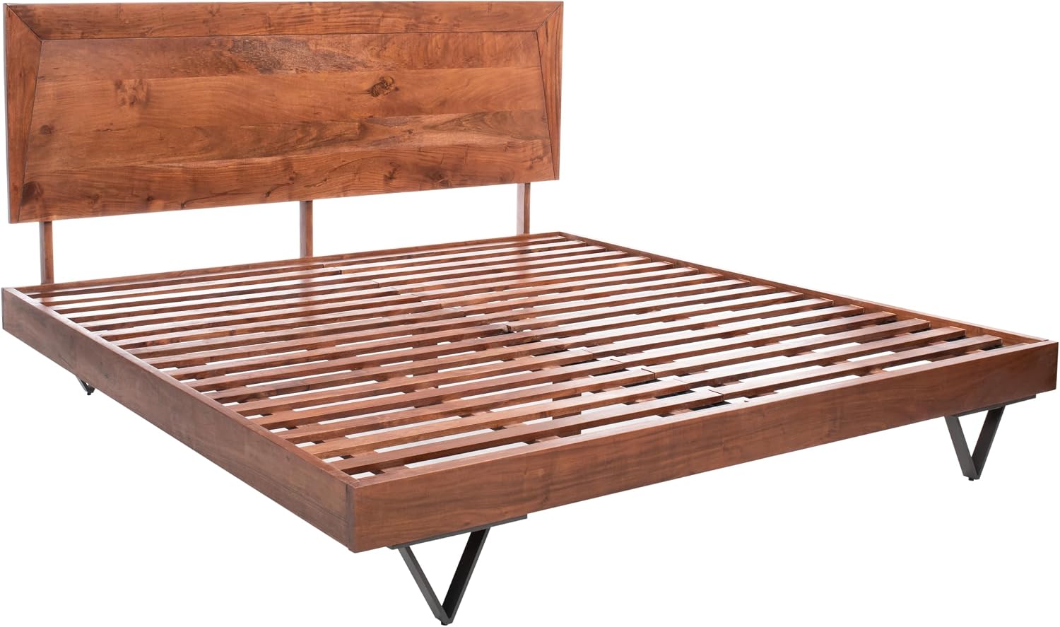 SAFAVIEH Couture Collection Madyson Light Walnut/Black Hairpin Leg Queen Size Bed