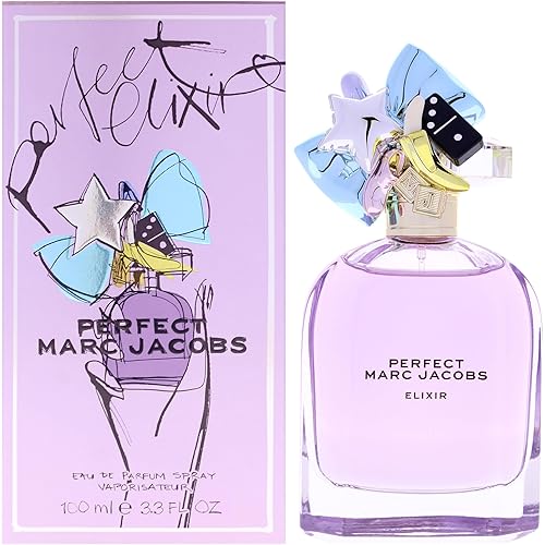Marc Jacobs Perfect Elixir Eau de Parfum – Ambery Floral Women's Perfume – With Notes of Purple Rhubarb, Golden Amber Woods & Vanilla Bean Extract - Vegan Fragrance