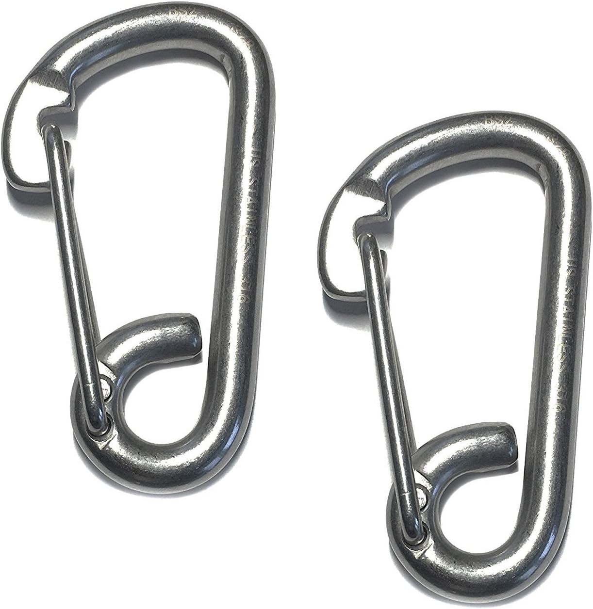 US STAINLESS 2 Pieces Stainless Steel 316 Spring Hook Carabiner 3/8" (10mm) Marine Grade Safety Clip