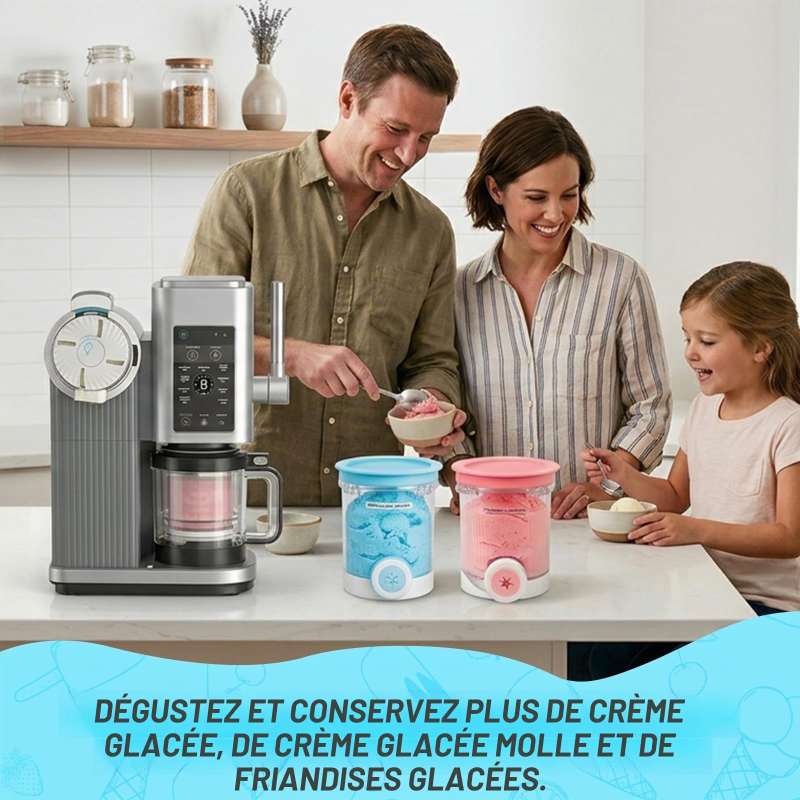4 Pièces Pour Ninja Swirl Creami Conteneur, pot Ninja Creamy Deluxe, Récipient à Crème Glacée, pour Sorbetières Ninja Creami Séries NC701 et NC700, Sans BPA et Lave-Vaisselle