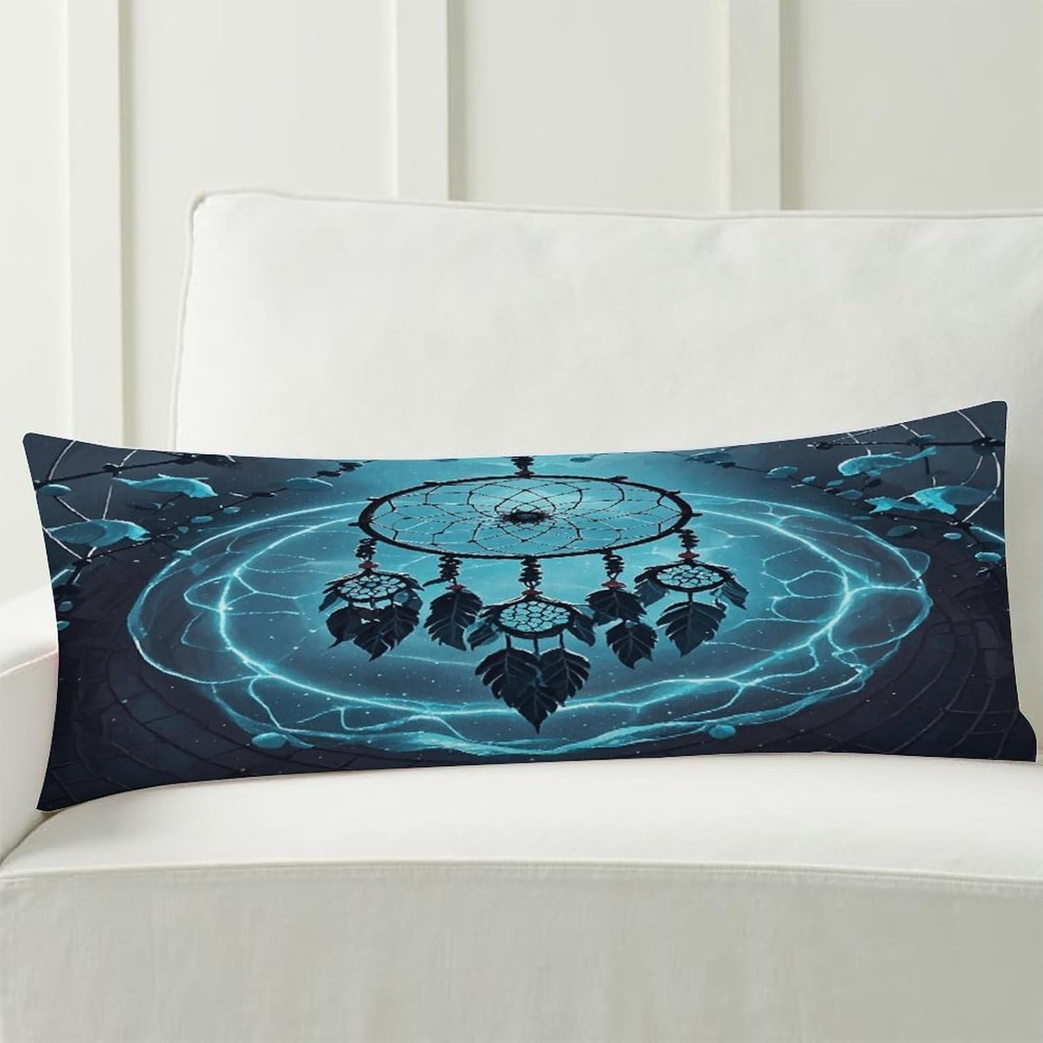 Dark Dream Catcher Body Pillow Cover with Hide Zipper Soft Breathable Long Pillow Case Cozy Body Pillow Pillowcase Stylish Decorative Long Pillowcase for Room 18.9x53In