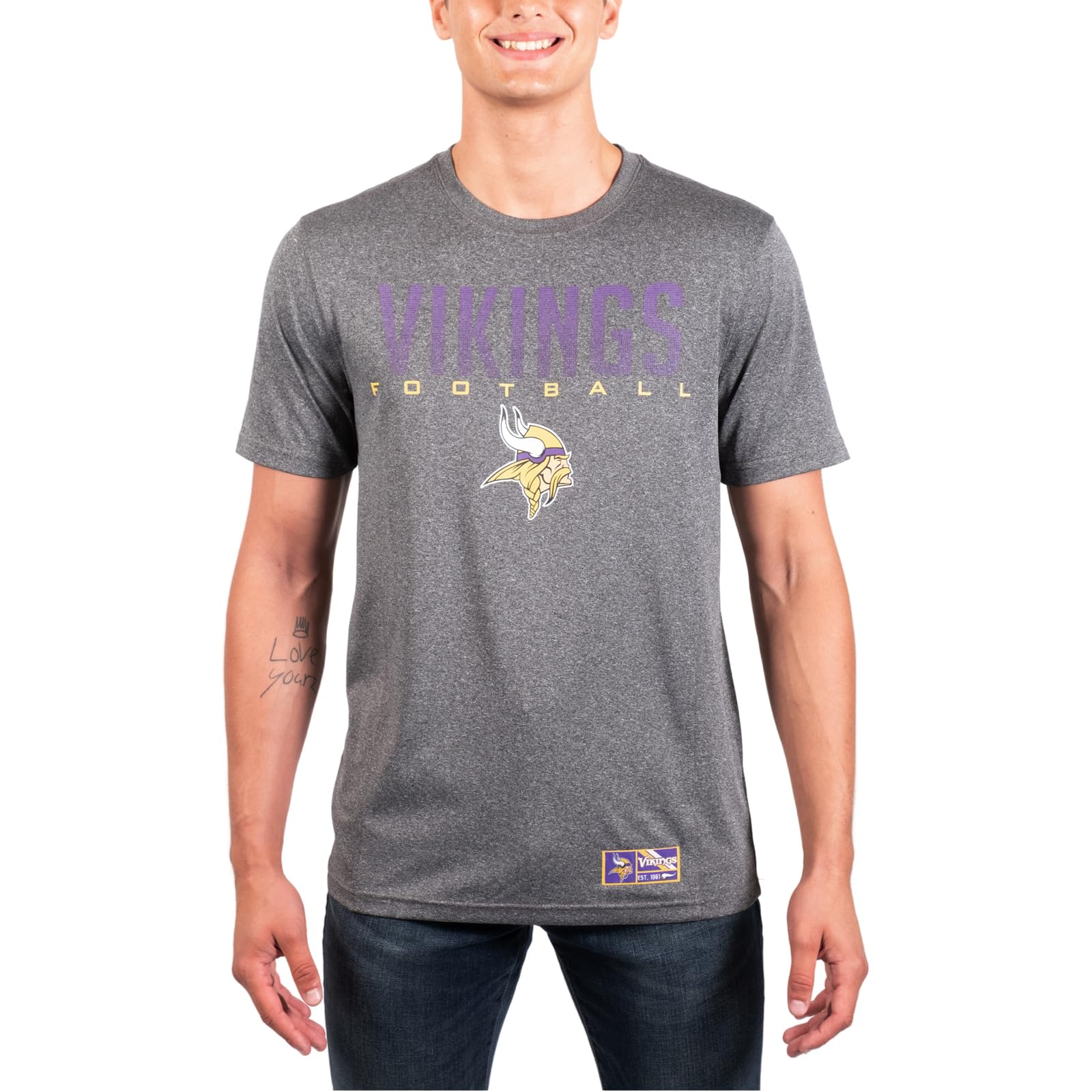 Ultra GameNFL Men’s Super Soft Supreme Game Day T-Shirt in Heather Charcoal (Sizes S - 3XL)