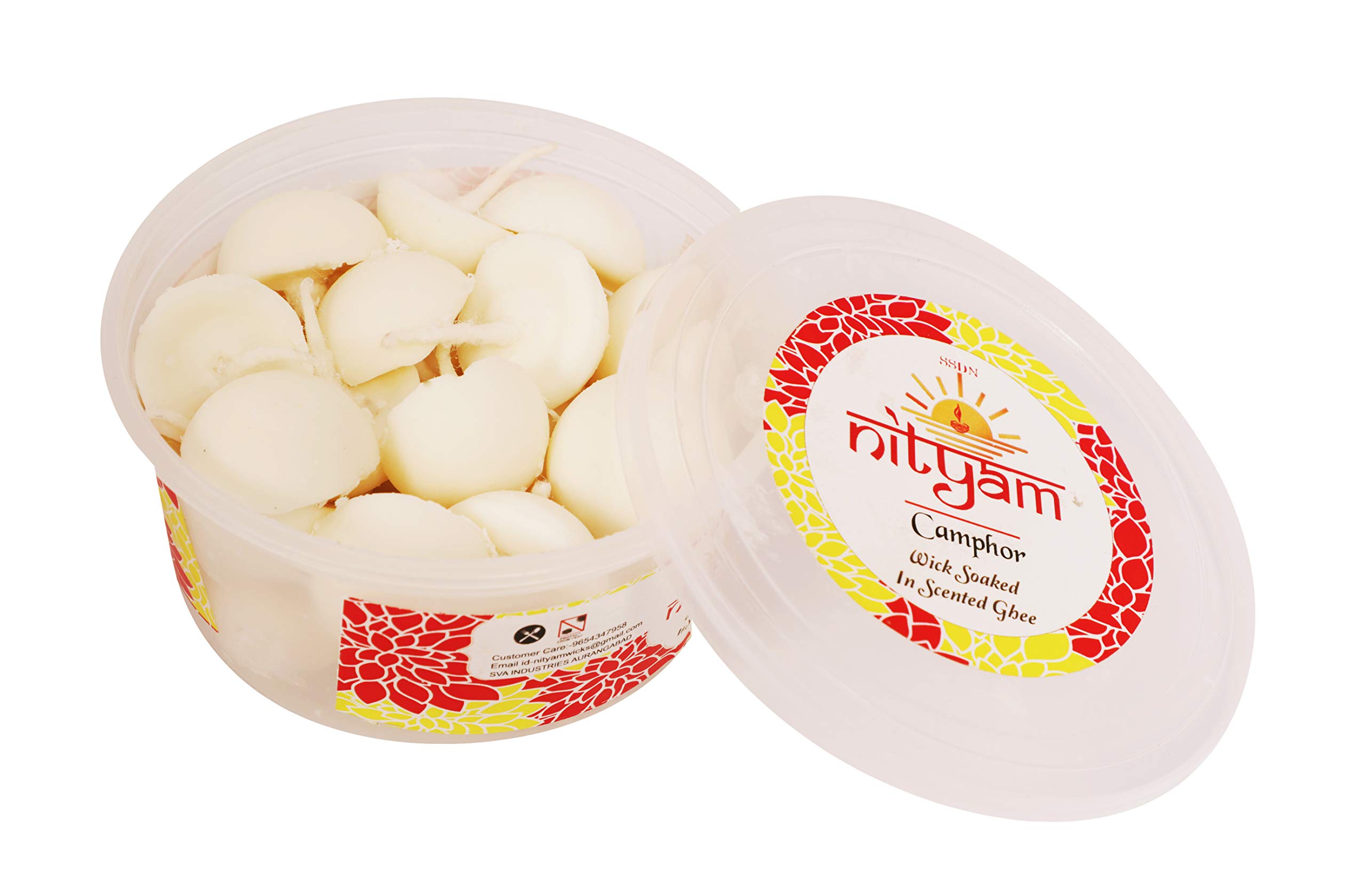 Nityam Camphor Fragrance Wick Soaked in Scented ghee Ghee Wicks/Readymade Ghee Cotton Wicks/Diya Batti/Puja Batti (1 X 30 Pieces) (Pack of 1)-picture-31