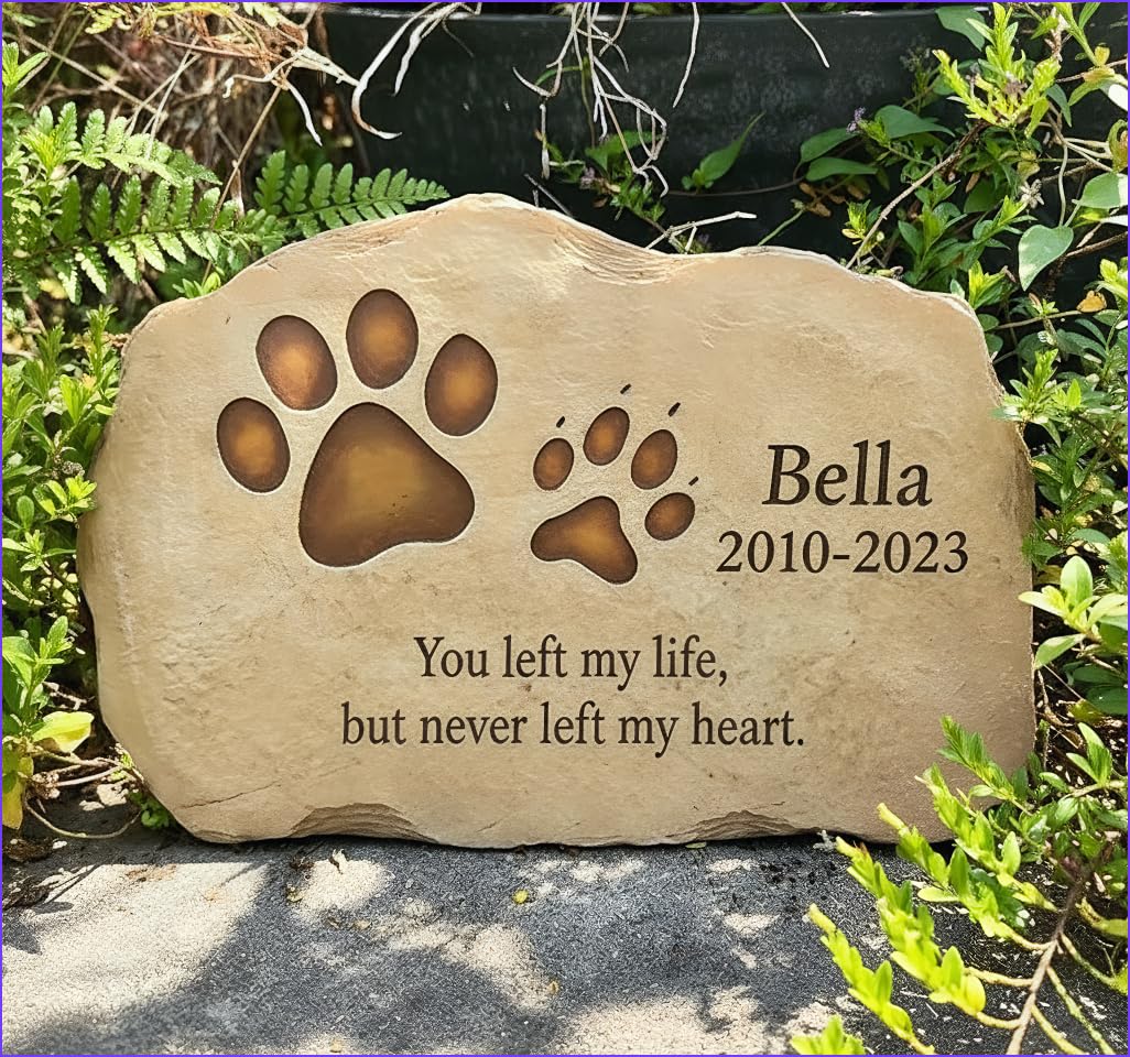 JHB Personalizzato Pet Memorial Pietre per Cane Gatto, Stampe Paw Personalizzate Cat Dog Memorial Garden Stepping Stones Cane Pietra Tomba del Gatto All'aperto