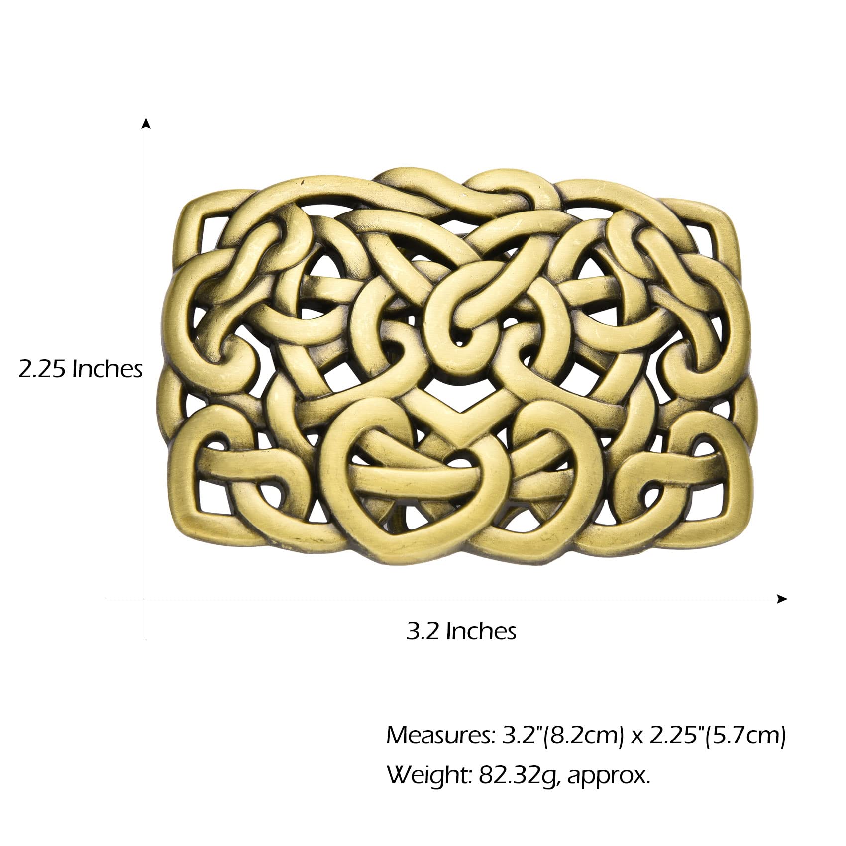 BBOTEN Keltic Knot Western Belt Buckles, Celtic Belt Buckle Heart Gold Belt Buckles for Women Girls Small Size