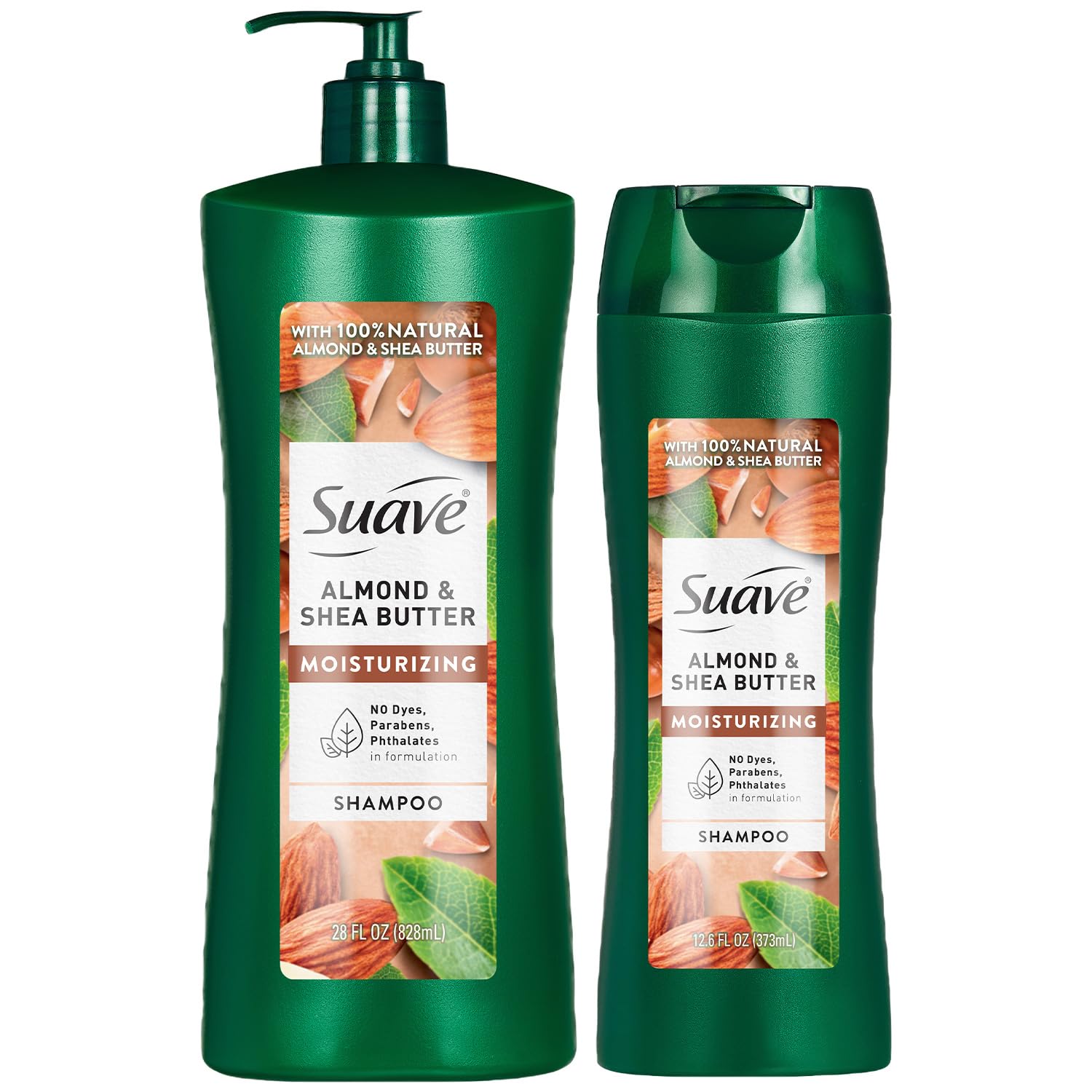 Suave Almond Shea Butter Moisturizing Shampoo 2-Size Bundle, Clarifies & Replenishes Dry, Damaged Hair
